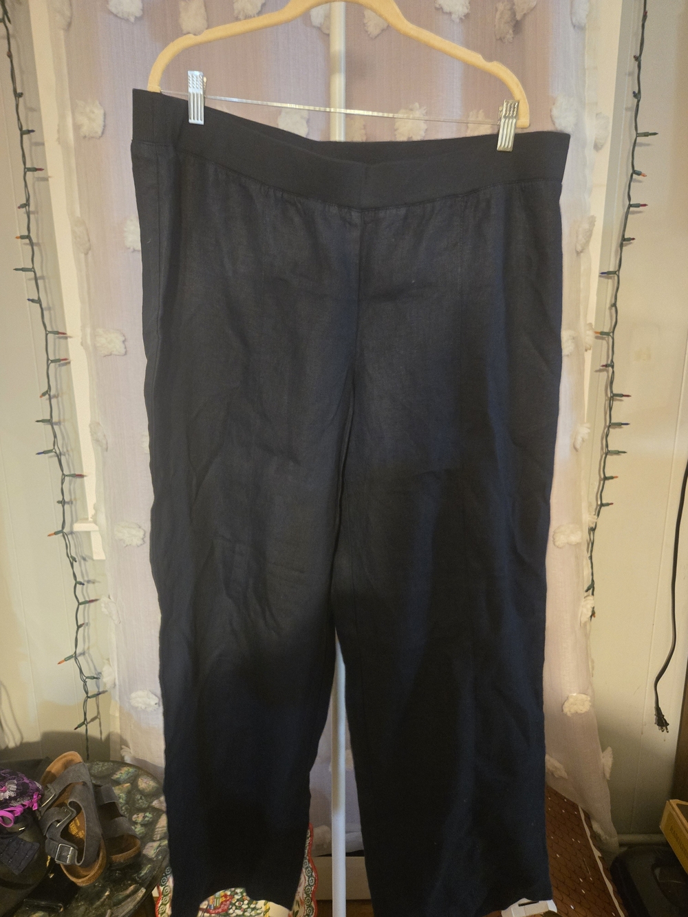 J.Jill Love Linen Pants 2X Deep Blue 100% Linen Pull-On NWT $89 Retail